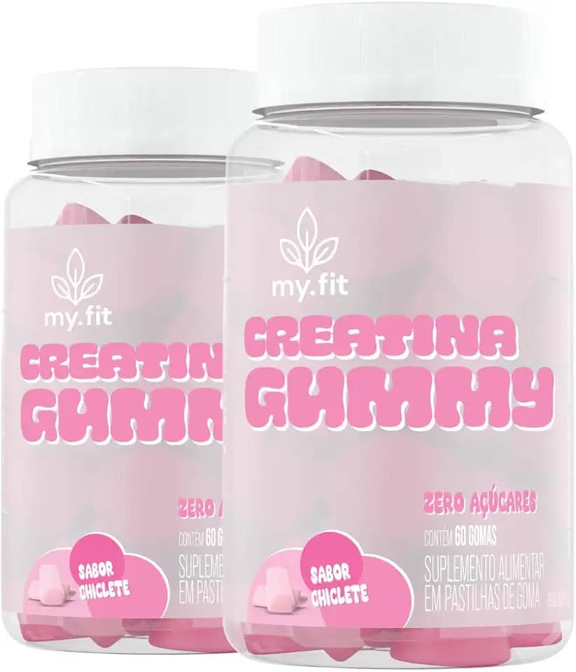 Kit 2x Creatina Gummy, Sabor Chiclete (120 Gomas) 3g de Creatina por Dose - Zero Açúcar, My Fit