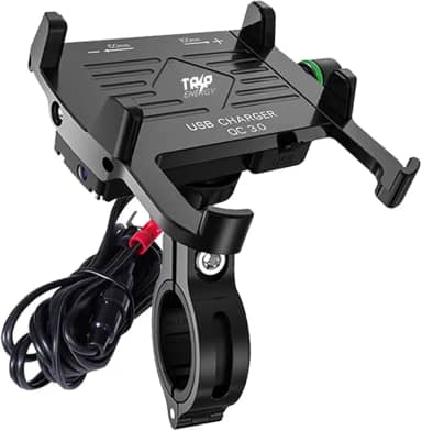 Suporte Moto Celular Alumínio Carregamento Usb Turbo QC 3.0 Fixação Retrovisor Guidão Rotação 360º Articulado Gps para Moto