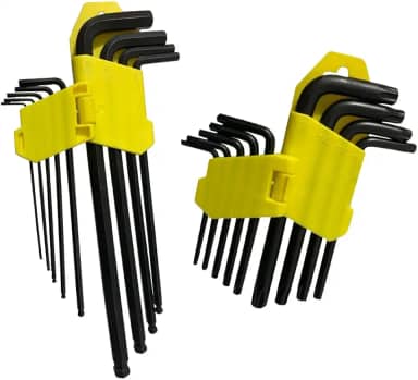 Kit Jogo Chave Torx L Longa E Allen Torque Bola 18 Peças Furo Guia Profissional