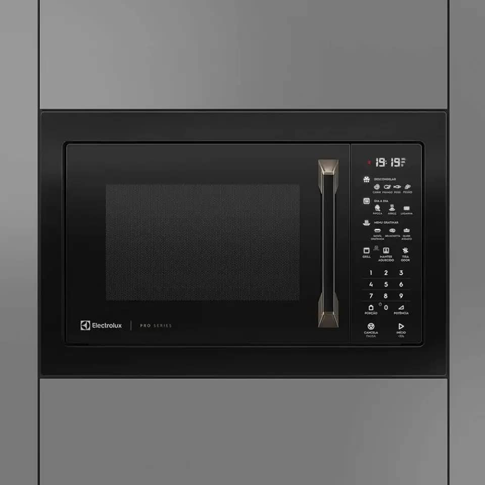 Micro-ondas de Embutir Electrolux 34L Preto com Grill e Painel Blue Touch Pro Series MV43T