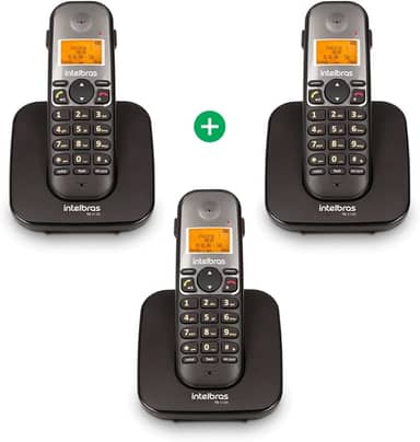 Telefone Sem Fio Digital com Dois Ramais Adicionais TS 5123 Preto Intelbras