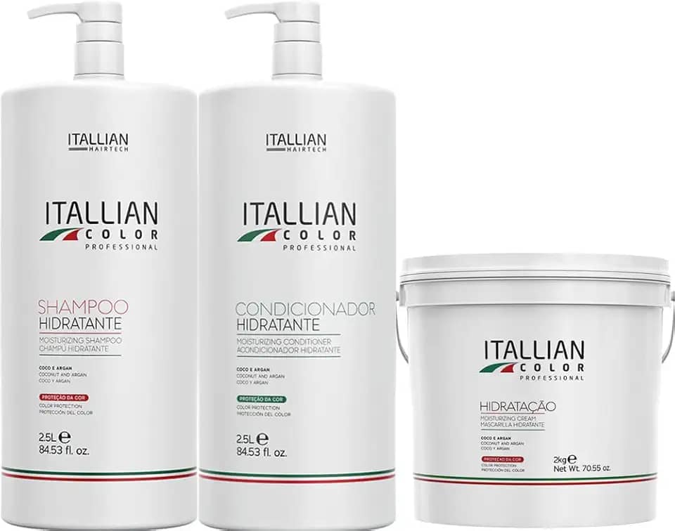 Kit Itallian Color Profissional - Shampoo 2.5L + Condicionador 2.5L + Máscara Hidratação 2kg - Proteção e Economia Salon