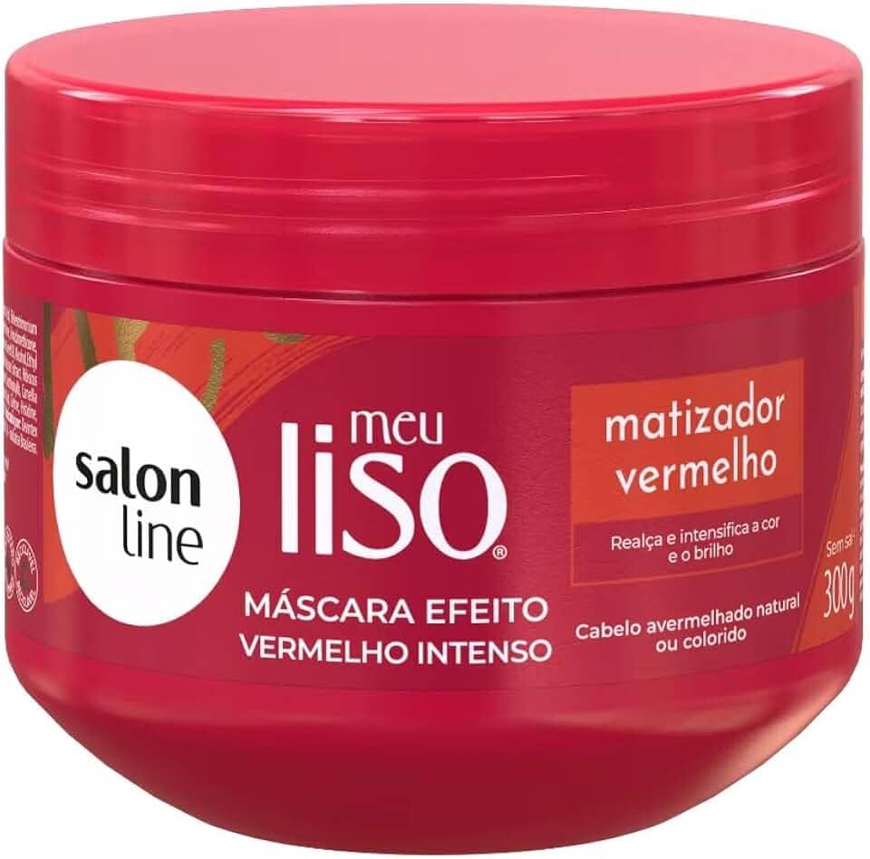 Salon Line, Máscara, Meu Liso, Matizador Vermelho, Vegano - Para Cabelos Lisos, 300g