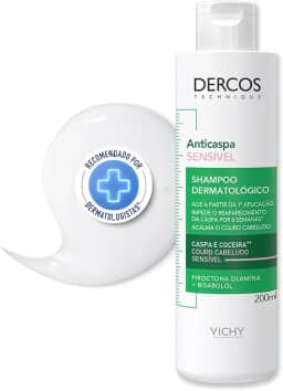 Vichy Dercos Shampoo Anticaspa Sensível, Acalma o Couro Cabeludo e Remove a Caspa desde o Primeiro Uso, com Ação Antirrecidiva de 6 Semanas e Tecnologia Sem Sulfato, 200ml