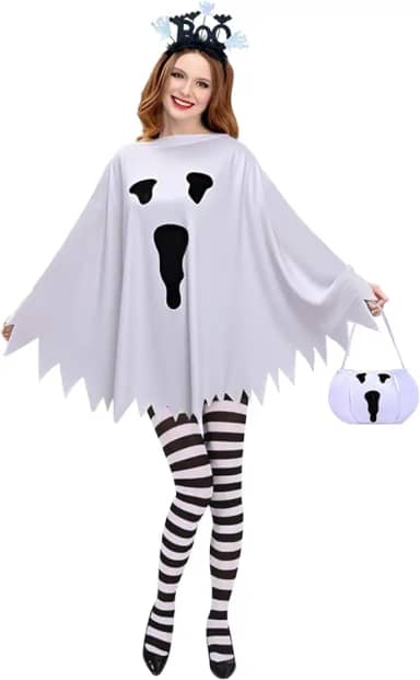 Fantasias de Halloween para mulheres adultas: conjunto de 4 ponchos de fantasia de fantasma para festa de cosplay de Halloween