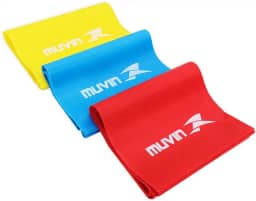 Faixa Elástica Muvin – Kit com 3 – Tamanho 150cm x 15cm – 3 Intensidades Diferentes – Fitness – Pilates – Yoga – Fisioterapia – Alongamento – Tonificação Muscular – Exercícios - Ginástica