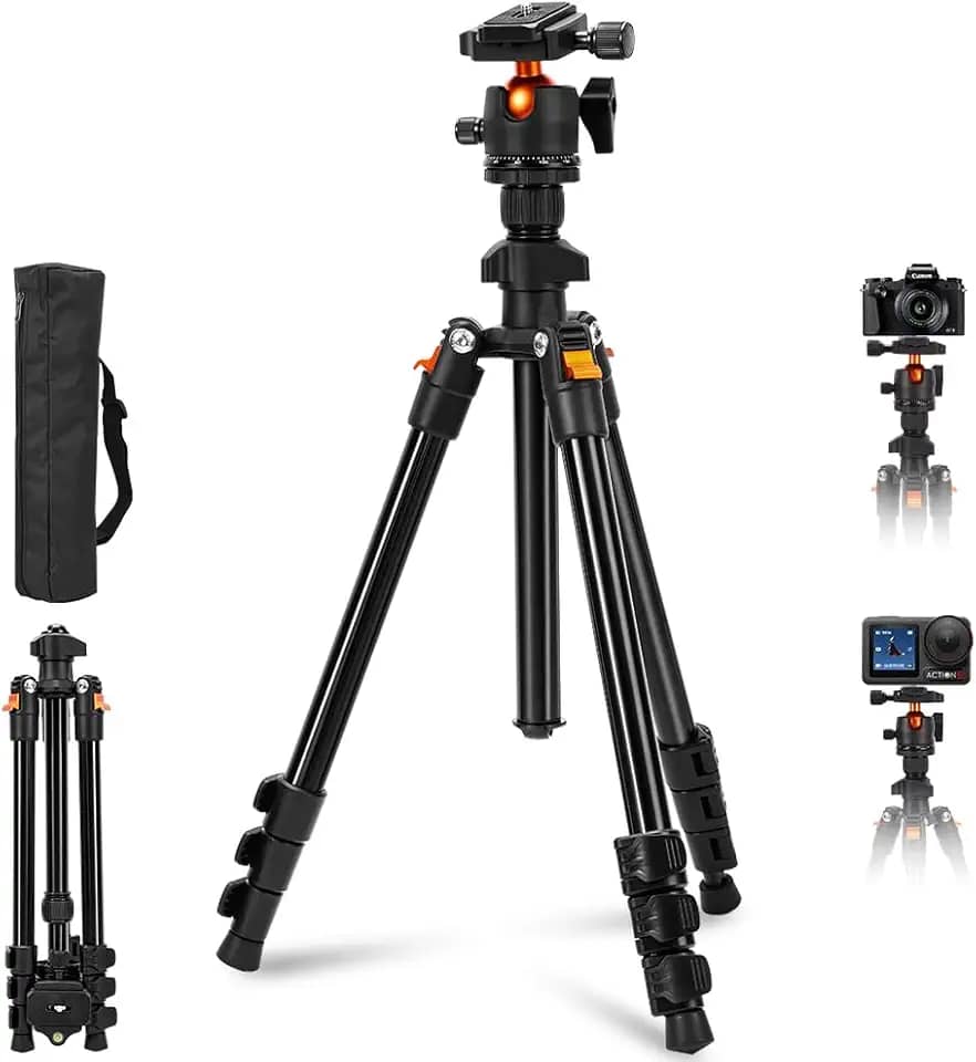 Tripe para Camera, Tripe Profissional, Para Cameras E Celulares, Suporte de Câmara Profissional Expansível 55-165CM, com Dispositivo de Nível