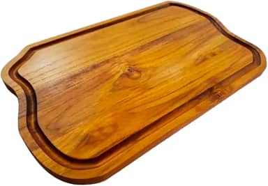 Tabua Churrasco Rustica Madeira Teca Maciça Acabamento Premium Grande - Perfeita para Cortes de Carne