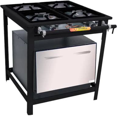 Fogão Industrial a Gás Venâncio VAP4F Vulcão 4 Bocas com Forno Alta Pressão