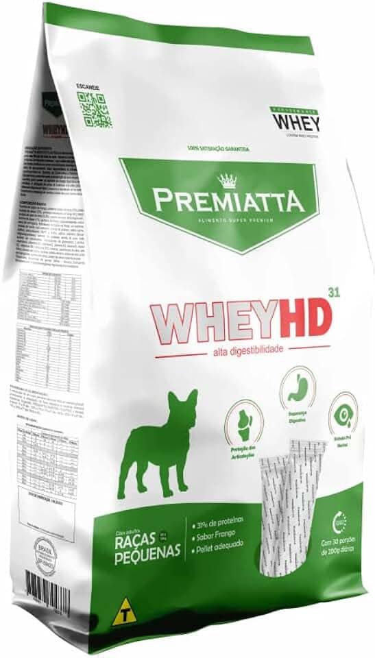 Premiatta Ração Whey Hd 31 Cães Adultos Raças Pequenas 3Kg (15X 200G)