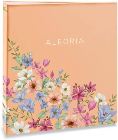 Álbum de fotos Ical, encadernação tradicional, para 120 fotos 10x15cm - envelope plástico transparente - linha Floral - modelo floral suave - alegria - 326