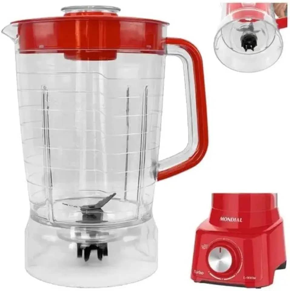 Copo Liquidificador Mondial L-850w / 900w Cristal Vermelho