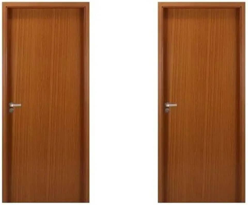 2 Kits Porta de Madeira Lisa 215x74cm com Batente de Mdf Ultra 10cm Melamínica Mogno