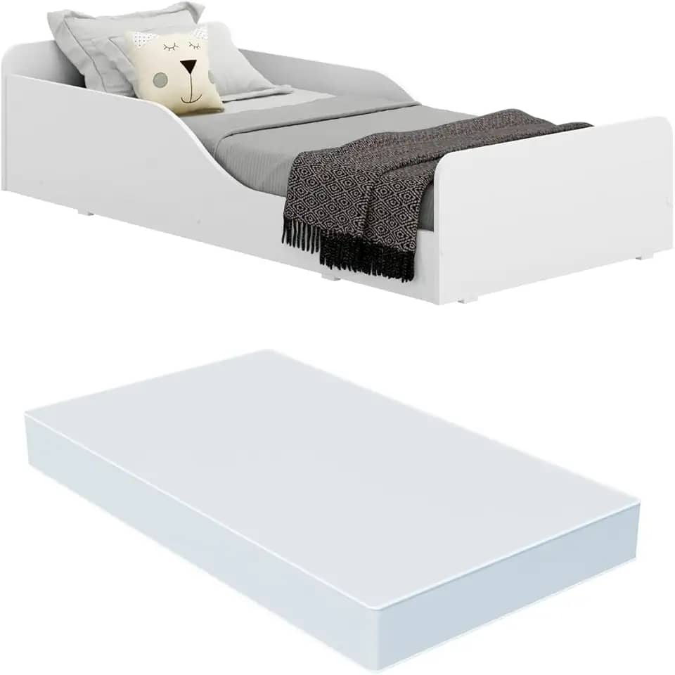 Cama Montessoriana Melissa Plus com colchão Multimóveis 100% Mdf Branca.