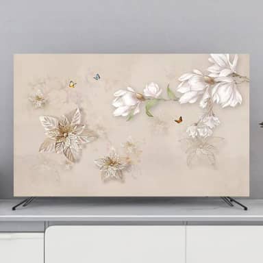 Capa de TV interna com impressão de flores, capas de proteção de TV para TVs LED/LCD, protetor de tela à prova de poeira, tecido macio, montagem na parede, capa de exibição de mesa, decoração de sala