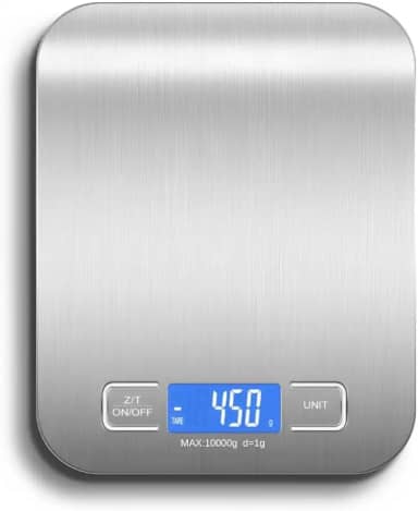 Balança de Cozinha Digital para Alimentos em Inox Resistente a Água Com Base Antiderrapante e Visor de Alta Definição Pesagem de 1g até 10kg - Premium