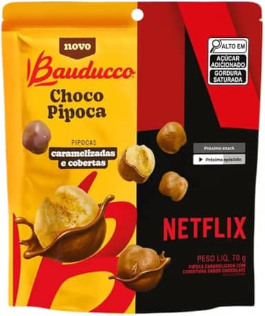 Choco Pipoca Bauducco Pipocas Caramelizadas e Cobertas Com Chocolate - Pacote 70 g