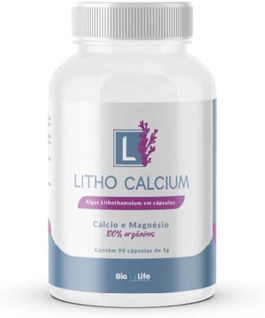 Litho Calcium – Cálcio Magnésio Premium Algas Marinhas Lithothamnium - 72 Minerais Biodisponíveis Anti-idade Ossos Fortes Energia Vitalidade 90 Cápsulas Vegetais