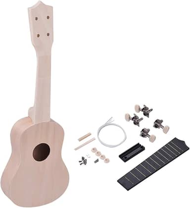 Ukuleles Ukulele de 53 cm inacabado DIY ukulele kit tília corpo e pescoço plástico fingerboard e ponte cordas de nylon adequado para amantes de ukulele Konsert Ukulele