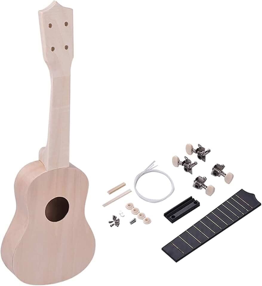 Ukuleles Ukulele de 53 cm inacabado DIY ukulele kit tília corpo e pescoço plástico fingerboard e ponte cordas de nylon adequado para amantes de ukulele Konsert Ukulele