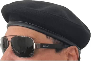 Boina Masculino Francesa estilo Militar em Feltro com Borda Em Pu nas cores Preto, Vermelho e Verde