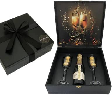 Box Espumante Chandon 375ml Presente 2 Taças Vidro Ferrero Rocher