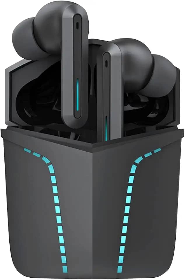 WB Fone de ouvido Bluetooth 5.1 In-ear sem fio Gamer Sentinel TWS Preto com luzes de LED, modo jogo, som 360° e Super Bass, 20 horas de bateria, proteção IPX4 e controle sensível ao toque