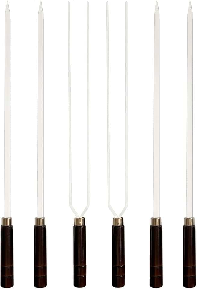 Kit 6 Espetos Artesanais de Alumínio P/Churrasco