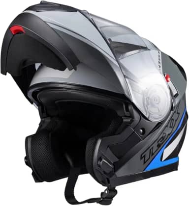 Capacete Texx Escamot Gladiator V3 Makan Cinza Azul 58