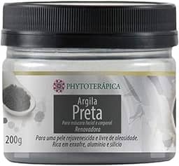 PHYTOTERAPICA - Argila Preta - Aromaterapia - Máscara facial e corporal - Para pele rejuvenescida e livre de oleosidade - Auxilia no clareamento de manchas e diminui rugas e linhas de expressão - 200g