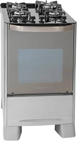 SUGGAR FOGÃO MASTER GRILL PRATA MESA DE VIDRO 4 BOCAS TRIPLA CHAMA GRILL 220V TREMPE FERRO FUNDIDO ACENDIMENTO SUPERAUTOMÁTICO FGVMTG412PRIX