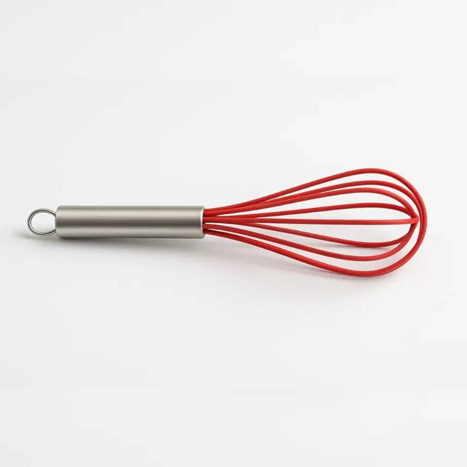 Fouet Fuê Batedor Claras Manual de Silicone Vermelho com Cabo de Aço Inoxidável Receitas Bolo Ovos Cremes Fuet Misturador Profissional Grande 25 cm