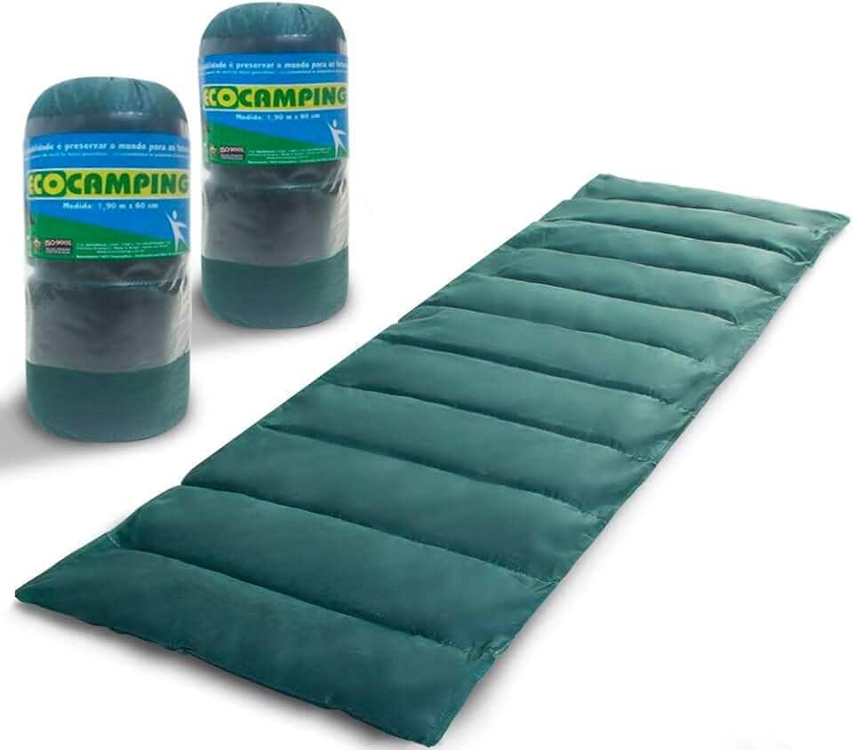 Kit 2 Colchonete Acampamento Camping Solteiro Pesca Retiro Ginástica 190x60cm Verde