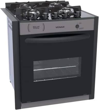 FOGAO A GAS DE EMBUTIR GAUDI PRISMA VITREO 4Q GRAFITE GAS GLP