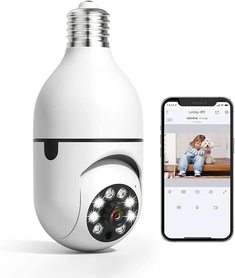 Câmera de Segurança Wi-Fi, Rotação 360°, Detecção de Movimento, Alarme, Visão Noturna LED, App Yoose