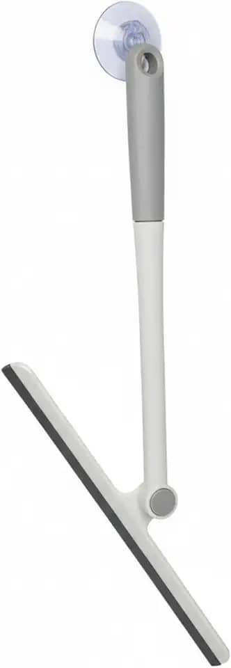 Rodo Multiuso Silicone Cabo Articulado 360° Box, Vidro e Azulejos + Gancho Ventosa Transparente Sem Furos | Banheiro seco em segundos – Kit 2 em 1