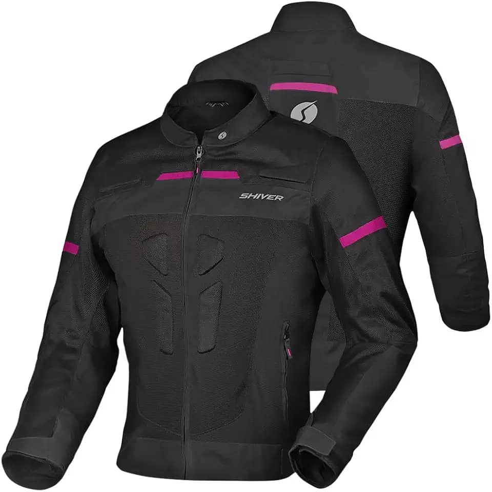 JAQUETA MOTOQUEIRO MOTOCILISTA VENT SHIVER FEMININA PRETO-ROSA TAM 3G