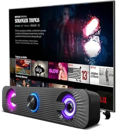 Caixa De Som Pc Computador Notebook Gamer Potente Subwoofer USB P2 Led RGB Soundbar Caixinha