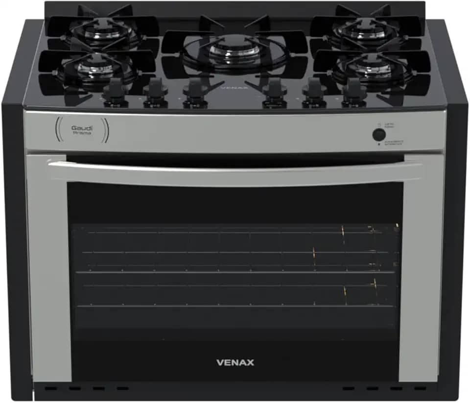 Fogao A Gas De Embutir Gaudi Prisma Vitreo Bl 5q Inox Gas Glp