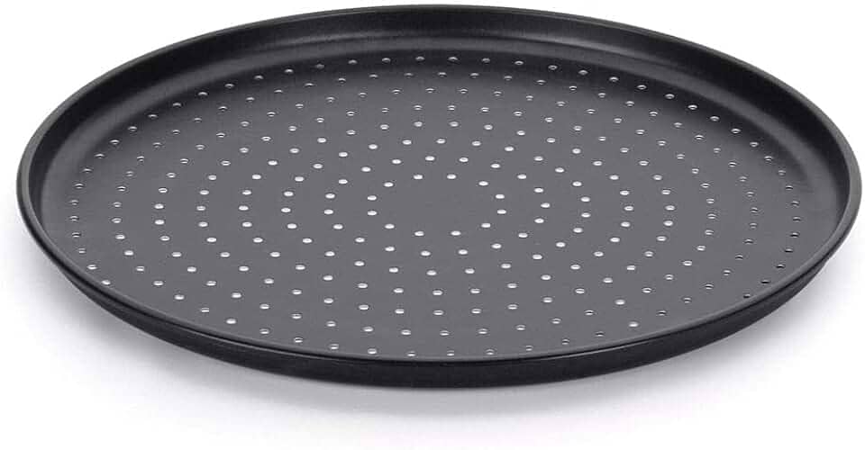 Forma Pizza Italiana 35 cm Furada Alumínio Fortaleza Preto