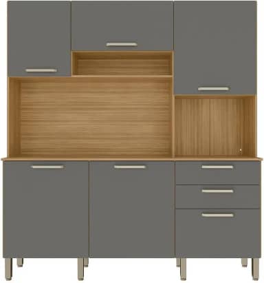 Armário de Cozinha Completa Ferrara 6 Portas 1 Gaveta Freijó/Grafite