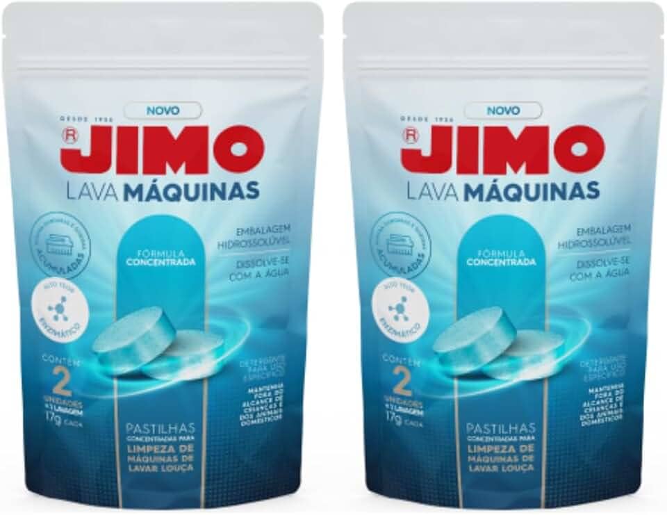 2 Kit Jimo Pastilha Limpa Máquina De Lavar Louça 4x17g Limpador Antiresíduos