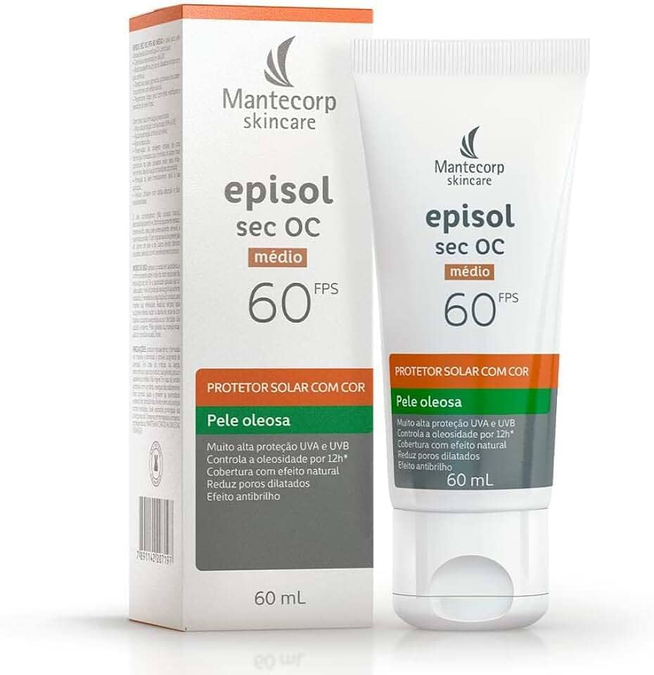 Mantecorp Skincare Protetor Solar Episol Sec Oc FPS 60 Médio 60ML, medio