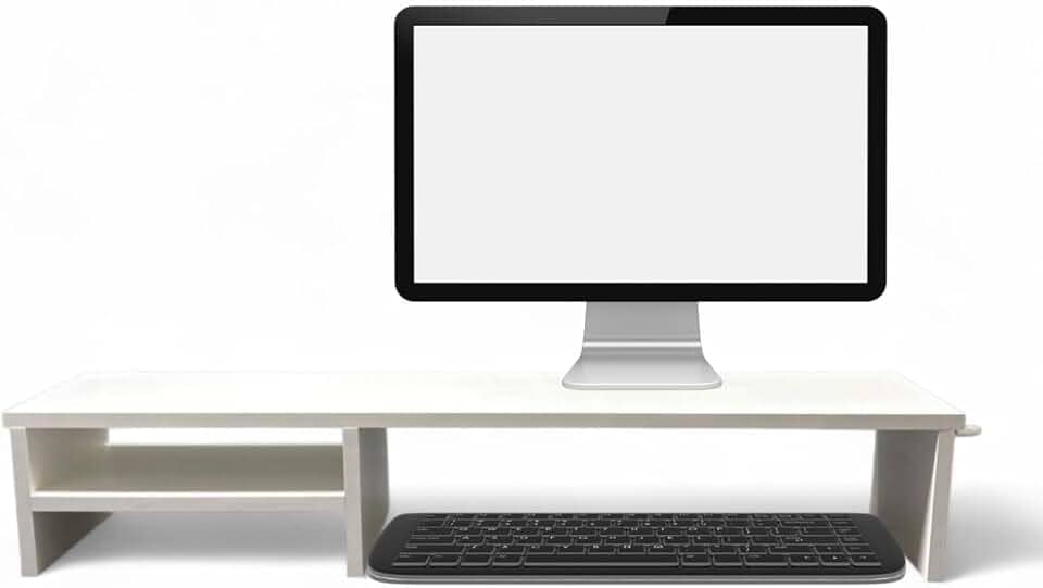 Suporte Para Monitor Elevado Mesa Home Office Setup Gamer Organizador MDF 80cm (Branco)