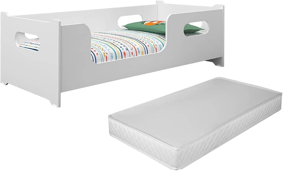 Cama Infantil Montessoriana Meninas Meninos Baby Para Quarto De Criança Encanto Com Colchão Cor Branco Neloja