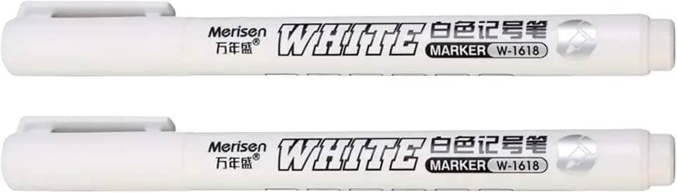 Kit 2 Caneta Branca Acrílica 1.5mm – Marcador permanente Branco para Desenho, Artesanato, Pintura em Caderno, Porcelana, Plástico, MDF, Reparo Móveis e Madeira Uso Profissional