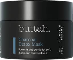 Máscara de desintoxicação de carvão Buttah Skin 30 ml - Carvão ativado - Manteigas africanas - Água de rosas - Máscara desintoxicante e de limpeza profunda para pele rica em melanina - Cuidados com a