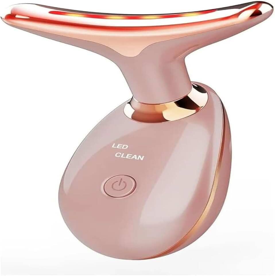 Massageador Facial LED 7 Cores – Aparelho Anti-Rugas e Lifting para Rosto e Pescoço – Vibratório, Recarregável e Bivolt – Tratamento Estético com Luz LED (COR ALEATÓRIA)