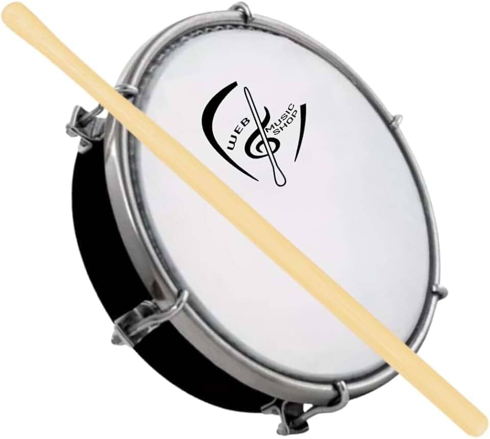 Tamborim 6 Pol. Abs Pele Leitosa C/Baqueta Madeira e Chave de Afinação - Web Music Shop (BK)