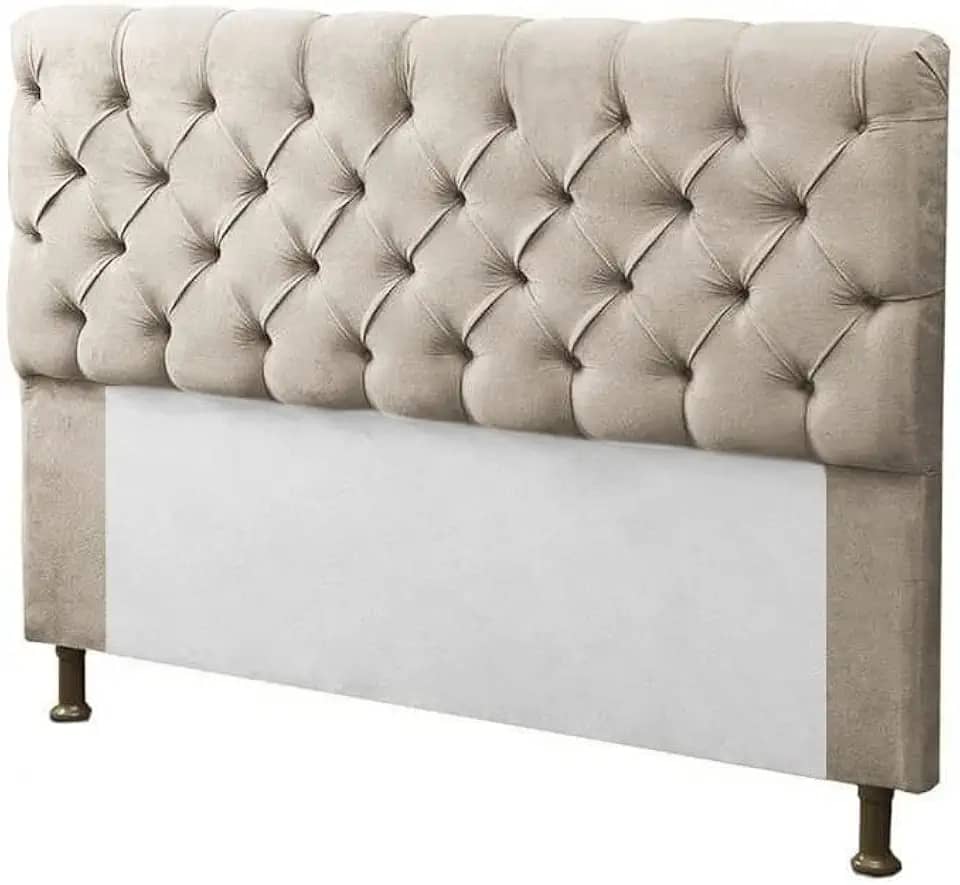 Cabeceira para Cama Box King 195cm Mirage c/Capitonê Suede Bege - Dl Decor